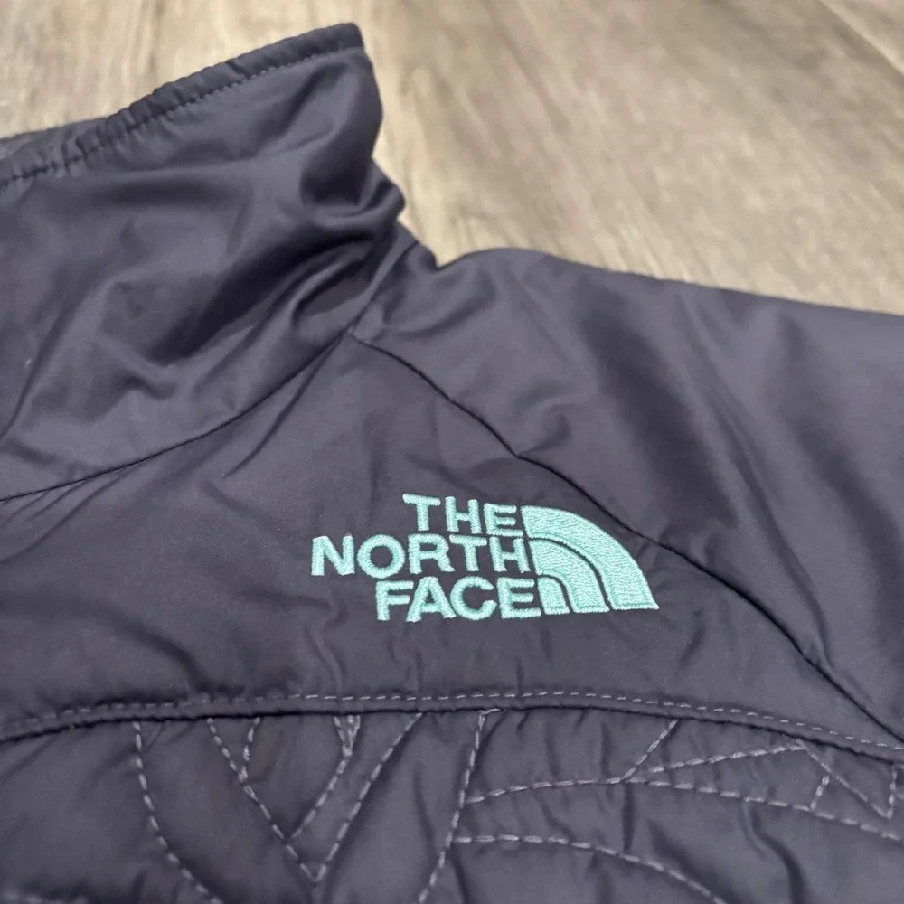 The North Face Womens Floral Quilted Insulated Jacket Gray Teal XS Full Zip - Picture 3 of 10